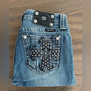 Miss Me Denim‎ with Black Embellished Pockets Size 27
